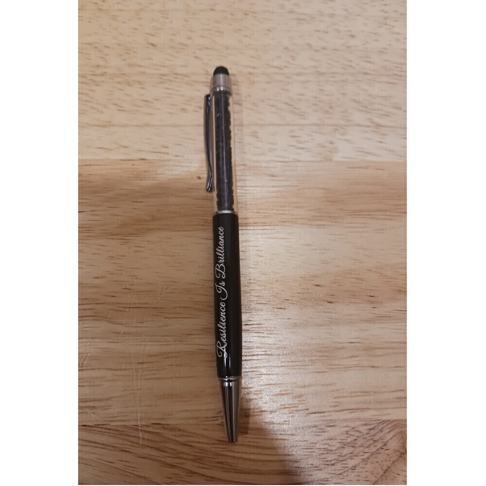 Hand Engraved Quote Pen In Black